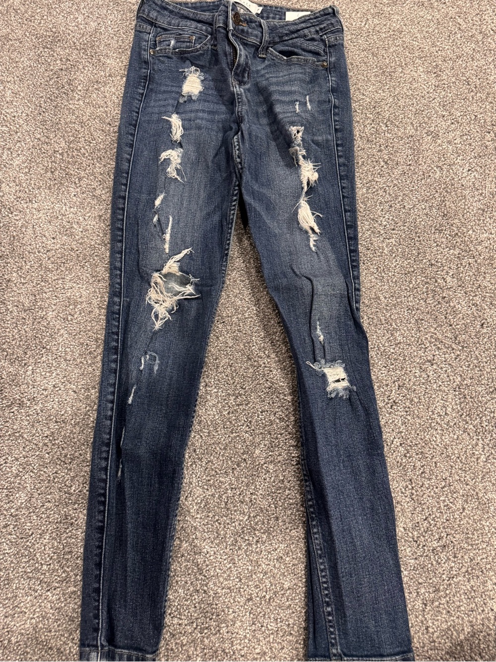 Oasis Women's Dark Blue Distressed Skinny Jeans